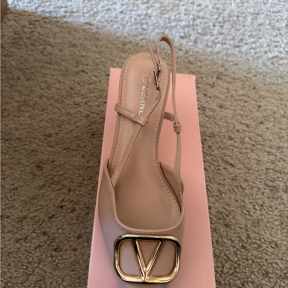 Beige Slingback Pumps